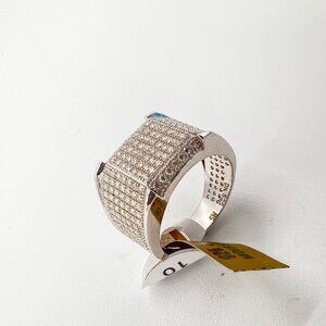 925 Sterling Sliver Moissanite Square Ring, 2.00ctw VVS Stones Hip Hop Jewelry B